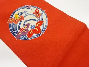 上代紬型染丸文に菖蒲模様名古屋帯